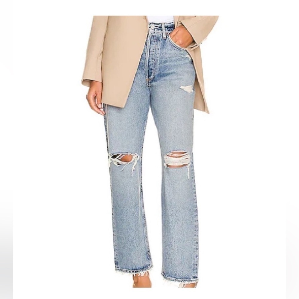 agolde revolve 90's mid rise loose fit jeans ripped distressed cotton 28
